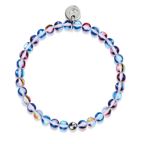Indigo boréal | Argent | Bracelet de perles de verre galaxie